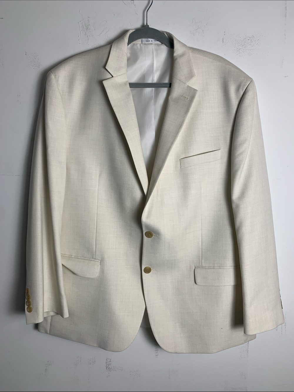 Chaps Cream Two-Button Notch Lapel Blazer